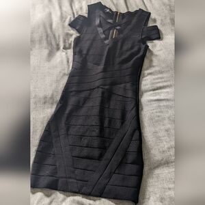 Bebe Black Bodycon Bandage Dress, size XS